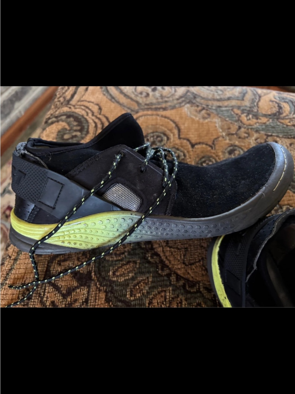 Men's Black and Lime Athletic Slip-On Sneakers